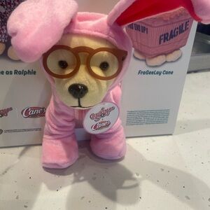 Canes  Christmas Story Pink Bunny Plush Dog with Glasses Ralphie New